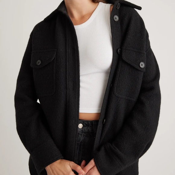 Quince NWT Merino Wool Shirt Jacket Black Multiple Sizes - Picture 7 of 16